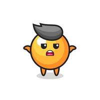 personagem mascote da bola de pingue-pongue dizendo eu não sei vetor