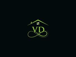 luxo vd real Estado logotipo carta, inicial vd logotipo construção ícone Projeto para você vetor