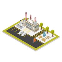 Edifícios industriais isométricos definir ilustração vetorial vetor