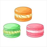 ilustração em vetor sobremesa macarons coloridos