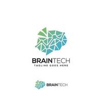 design de logotipo moderno de tecnologia cerebral vetor