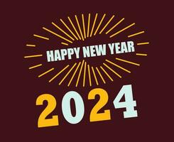2024 feliz Novo ano abstrato ciano e amarelo Projeto feriado vetor logotipo símbolo ilustração com marrom fundo