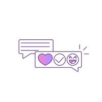 Feedback e depoimentos. Mensagem com críticas e emoticons. Ilustração de linha plana de vetor