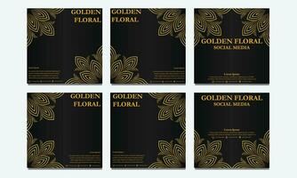 conjunto do dourado floral social meios de comunicação modelo. adequado para social meios de comunicação publicar, rede bandeira, cobrir e cartão vetor