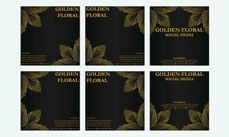 conjunto do luxo dourado floral social meios de comunicação modelo. adequado para social meios de comunicação publicar, rede bandeira, cobrir e cartão vetor