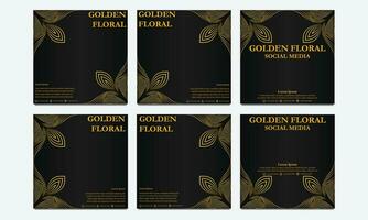 conjunto do luxo dourado floral social meios de comunicação modelo. adequado para social meios de comunicação publicar, rede bandeira, cobrir e cartão vetor