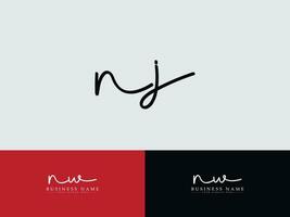 à moda assinatura nj logotipo arte, moderno nj logotipo carta Projeto para o negócio vetor