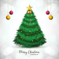lindo brilhando Natal árvore cartão fundo vetor