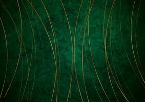 dourado mínimo linhas em Sombrio verde grunge abstrato fundo vetor