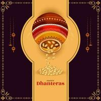 feliz dhanteras indiano hindu religioso festival fundo vetor