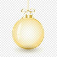 ouro vidro Natal bola com arco. elemento do feriado decoração. vetor objeto para Natal projeto, brincar, cartão postal, convite, poster, bandeira