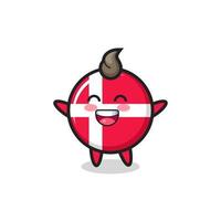 personagem de desenho animado do emblema da bandeira da Dinamarca bebê feliz vetor