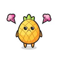 expressão irritada do personagem de desenho animado de abacaxi fofinho vetor
