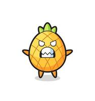 expressão colérica do personagem mascote do abacaxi vetor