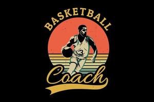 desenho da silhueta do treinador de basquete vetor