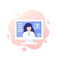 consulta médica online, ícone de diagnóstico com médico, médico online vetor