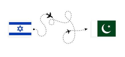 voar e viagem a partir de Israel para Paquistão de passageiro avião viagem conceito vetor