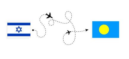 voar e viagem a partir de Israel para Palau de passageiro avião viagem conceito vetor