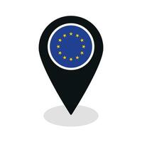 europeu União bandeira em mapa identificar ícone isolado dentro Preto vetor