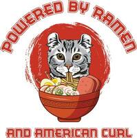 ramen Sushi americano ondulação gato vetor ilustrações para gráfico projeto, camiseta impressões, cartazes, e canecas.