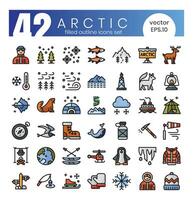 conjunto do ártico ícones. preenchidas esboço estilo ícone pacote. vetor ilustração