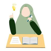 ilustração do muçulmano mulheres estudando vetor