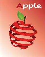 3d realista vermelho isolado maçã vetor, todo com faixa fatias. maçã tiras vetor