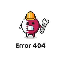 erro 404 com a fofa mascote do emblema da bandeira do Catar vetor