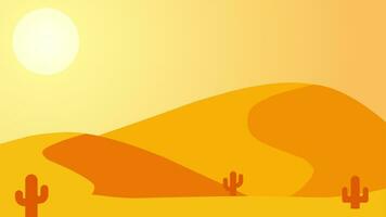 deserto panorama vetor ilustração. areia deserto panorama com calor Sol e cacto. subtropical deserto panorama para fundo, papel de parede ou aterrissagem página