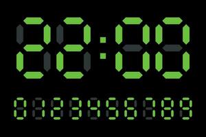digital conduziu relógio números eletrônico figuras vetor em Preto fundo.
