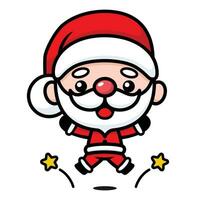 fofa e kawaii Natal santa claus desenho animado personagem pulando vetor