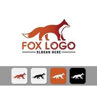 silhueta de raposa moderna em modelo de design de logotipo de cor laranja vetor