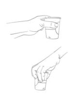 mão segure uma xícara de café. estilo desenhado à mão vetor