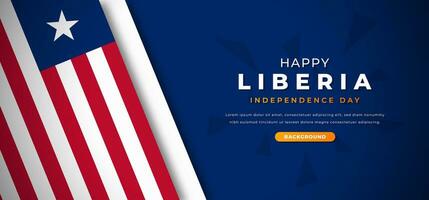 feliz Libéria independência dia Projeto papel cortar formas fundo ilustração para poster, bandeira, anúncio, cumprimento cartão vetor