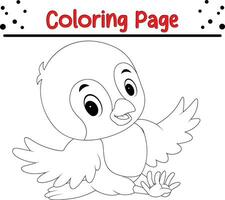 bebê pássaro coloração página para crianças. animal coloração livro vetor