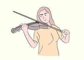 uma jovem tocando violino vetor