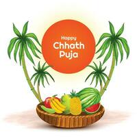 feliz chhath puja religioso Sol adoração indiano festival cartão fundo vetor