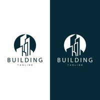 moderno cidade construção logotipo projeto, luxuoso e simples urbano arquitetura vetor