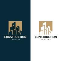 moderno cidade construção logotipo projeto, luxuoso e simples urbano arquitetura vetor