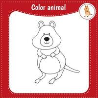 fofa desenho animado animal - coloração página para crianças. educacional jogos para crianças. vetor ilustração. cor quokka