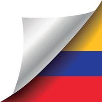 bandeira da colômbia com canto enrolado vetor