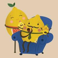 ilustração vetor do fofa amarelo limão família desenho animado personagem Projeto pai mãe e criança para bebê e criança pequena produtos ou de outros Projeto
