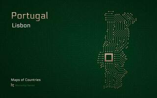 criativo mapa do Portugal com uma capital do Lisboa. mundo países vetor mapas Series. microchip Series