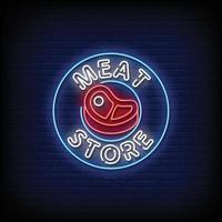 Vetor de texto de estilo de sinais de néon de loja de carne