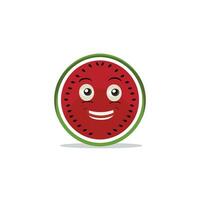 Melancia fatia personagem com engraçado face. feliz fofa desenho animado Melancia emoji definir. saudável vegetariano Comida personagem vetor ilustração