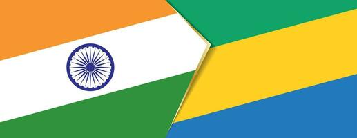 Índia e Gabão bandeiras, dois vetor bandeiras.