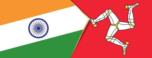 Índia e ilha do homem bandeiras, dois vetor bandeiras.