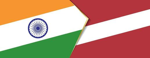 Índia e Letônia bandeiras, dois vetor bandeiras.