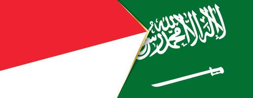 Indonésia e saudita arábia bandeiras, dois vetor bandeiras.
