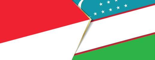 Indonésia e uzbequistão bandeiras, dois vetor bandeiras.